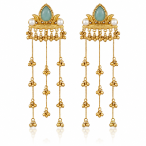 RANIA 22K Gold-Plated Emerald Statement Earrings