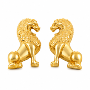 RAEL 22K Gold-Plated Lion Statement Stud Earrings