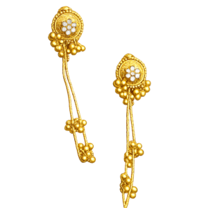 Vanya Bloom Floral Stone & Gold Ethnic Tassel Earrings