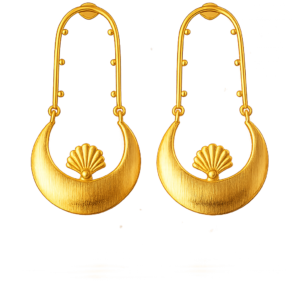 Aurelia Tide Gold Crescent Shell Statement Earrings