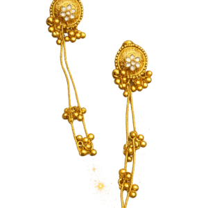 Vanya Bloom Floral Stone & Gold Ethnic Tassel Earrings