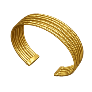 RIVA Wrist Couture Cuff – 22K Gold Plated Ribbed Open Bracelet