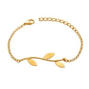 ELA Wrist Couture Bracelet – 22K Gold Plated Vine Leaf Cuff