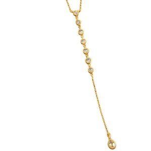 LUMÉRA Drop Neck Glam – 22K Gold Plated Green Crystal Lariat Necklace